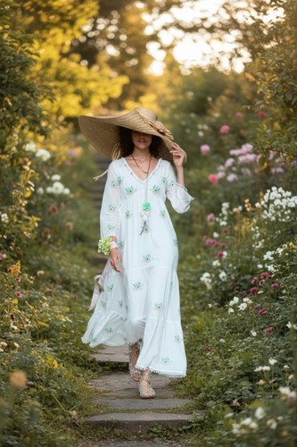 Boho traumkleid mit stickerei - mit,