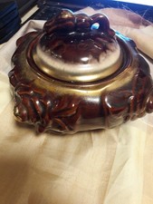  alte Porzellan  DOSE MIT DECKEL, dunkelbraun Große selten