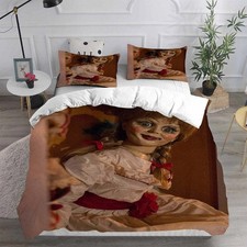 Gruselige Puppe Bettwäsche Set 04.Annabelle Bettbezug 135x200 Kissenbezüge 80x80