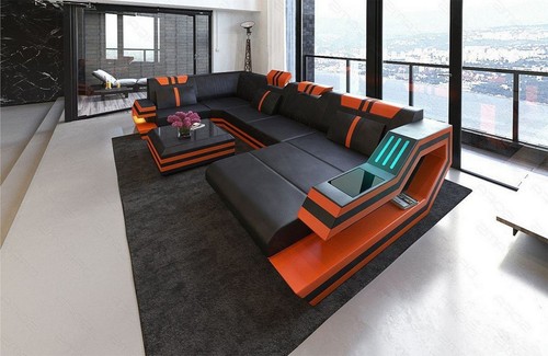 Leder wohnlandschaft sofa led - wohnlandschaft,
