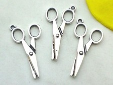 3x Metall Anhänger Schere 34x18mm Charms Friseur Schneider Schmuck Deko Basteln
