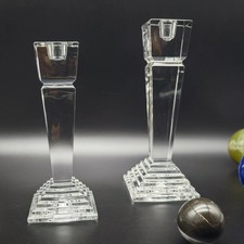 2x Nachtmann Kerzenständer modern Art Deco Kristallglas Obelisk Treppe Pyramide 
