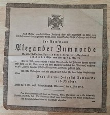 Sterbebild Totenzettel 1. WK San. Unteroffizier Zeitungsausschnitt