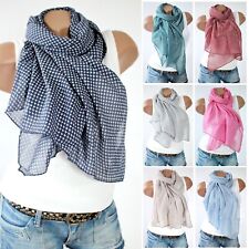 ITALY DAMEN HAHNENTRITT HALSTUCH STOLA SCHAL TUCH SCHRÄG SEIDE & BAUMWOLLE NEU