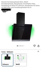 Dunstabzugshaube Kopffreihaube, Schwarz, 60cm, Umluft Abluft, Wandmontage Neu