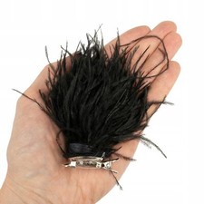 Brosche Schwarze Straußenfeder Brosche Hutspange Anstecknadel