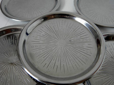 6 Glasuntersetzer Metall ziseliert silberfarben