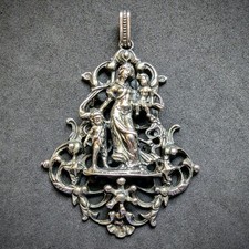 Anhänger 800 Silber Tracht Maria Mutter mit Kind BAS religiös alt XXL