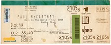 TICKET: PAUL McCARTNEY - AOL ARENA, SILVESTERALLEE, HAMBURG, 21. MAI 2003