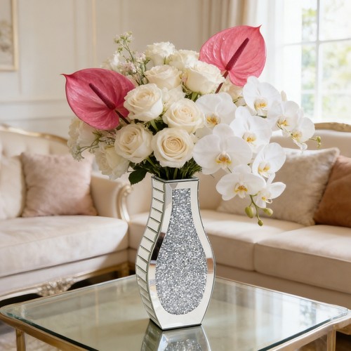Blumenvase silber glasvase - blumenvase,