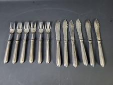 Antikes Fischbesteck 12-tlg. ST & Co, EPGS, versilbert, Gravur Fischmotiv, um...