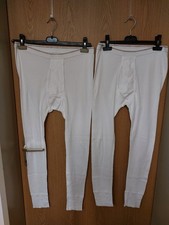 2 STÜCK lange weiße doppelripp Herren Unterhosen Mit Eingriff Gr.7
