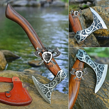 Handgefertigte Wikinger-Axt – Rosenholz, Axtklinge aus 1095er Kohlenstoffstahl
