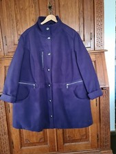 ULLA POPKEN Mantel * Long Jacke Gr 54/56 Dunkel Lila * Microfleece * Gebraucht 