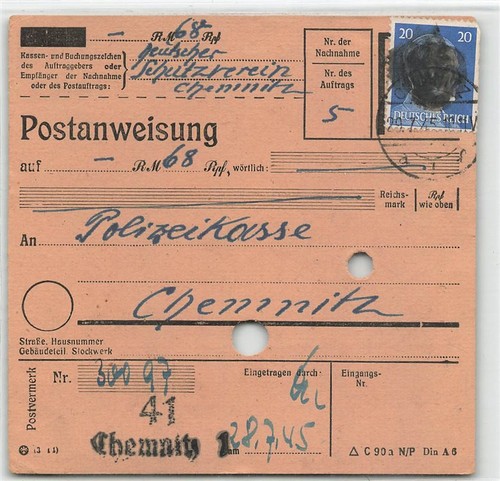 891639 sbz postanweisung - postanweisung, mit