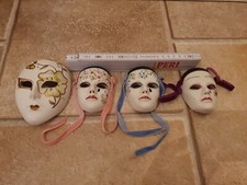 4 Wand Deko Masken Keramik bemalt Ca 7 Cm X 7 Cm