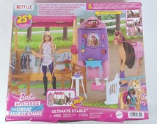 Barbie MYSTERIES Spielzeugstall Set Puppe Pferd Stall Zubehör  Top unbenutzt