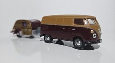 Schuco H01:72 Modellauto PKW VW T1 KASTENWAGEN BUS BULLI MIT WOHNANHÄNGER BRAUN