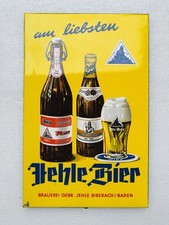 Emailschild Jehle Bier Biberach - 48x31cm - Original 50er Jahre