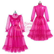 Sissy zofe Klares PVC in hotpink bschließbares Kleid Kostüm Maßgeschneiderte