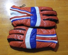 Vintage Winterhandschuhe Skihandschuhe , Mehrfarbig, echt Leder, Gr. 8,5, 