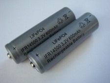 2x LiFePO4 14500 AA 600mAh