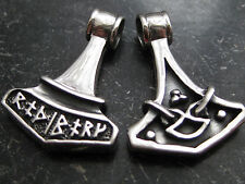 Thors Hammer zweiseitig massiver 925 er Silber Ketten Anhänger   / KA 104.1