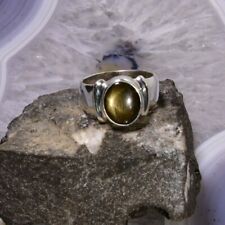 schwarzer Stern Saphir Ring, 925er Silber, Edelsteinring (21899)