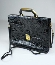 Handtasche Schwarz Lack Leder