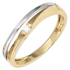 Damenring 333 Gold Weißgold 8 Karat Goldring Zirkon zweifarbig neu