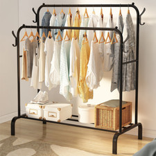  XXL Rollbar Garderobenständer Kleiderständer 2 Kleiderstangen und 2 Ablage 