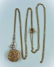 Jugendstil  um 1900 goldene Taschenuhr 29 mm Damenumhängeuhr (c2324)