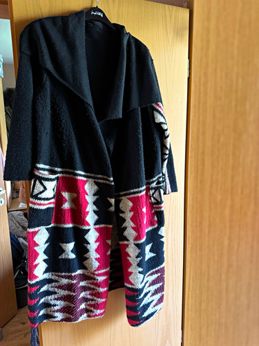 Damen strickjacke schwarz - schwarz, rot