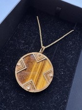 Thomas Sabo großer Anhänger Afrika Ornament gold Tigerauge Kette vergoldet 70cm 