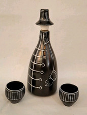 Set Karaffe Likörkaraffe inkl. 2 Gläsern ARABIA Finland Keramik Vintage 1950s