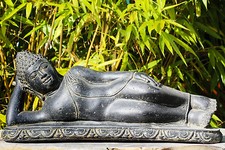 Buddha liegend  Indonesien Lavastein Skulptur Statue Feng Shui Garten Dekoration