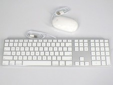 Apple Magic US QWERTY USB Keyboard A1243 Silber + Apple Mighty Mouse A1152 Weiß