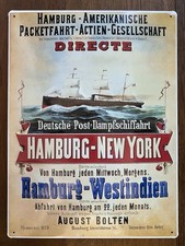 Metallschild / Blechschild Deutsche Post Dampfschiff Hamburg