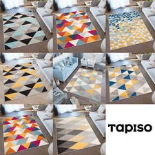 Teppich Wohnzimmer Kurzflor Modern Dreiecke Geometrisch Jugendzimmer Mehrfarbig