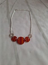 Silberkette Rot-Orange Kreise