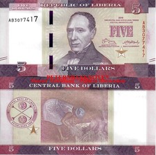 LIBERIA  5 Dollars  Unc. P