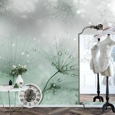 Fototapete Blumen Pusteblume Wohnzimmer Schlafzimmer Grün Vlies Tapete 9426b