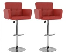 Barhocker 2er Kunstleder rot  Set Küche Bar höhenverstellbar 50x46x93-115cm
