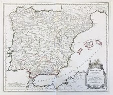 Espana Spain Spanien Espagne Portugal mapa grabado map Karte Santini 1777