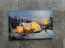 LED Bild mit Beleuchtung Winterlandschaft batteriebetrieben