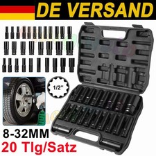 20 Tlg 1/2" Schlagschrauber Nüsse Sw 8-32 mm Kraft Steckschlüssel lang Nuss Set