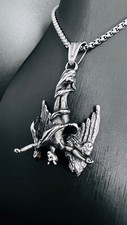 Lucifer Teufel Dämon Engel Flügel Gefallen Anhänger Edelstahl Kette Biker 274A