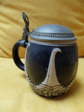 Toller alter -Jugendstil- Bierkrug * 0,5L * mit Zinndeckel  mit Gravur Vintage