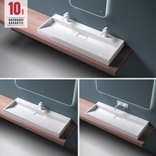 Waschbecken mit Ablaufgarnitur Waschtisch mineralguss Hänge-Aufsatzwaschbecken