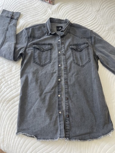Herren jeans hemd grau langarm - hemd,